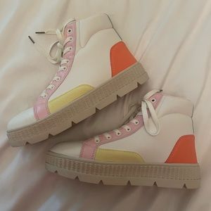 High top color block sneakers